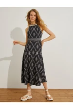 Koton Midi Length Ethnic Detailed Dress Halter Collar