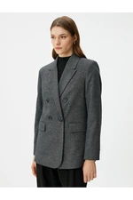 Koton Oversize Blazer Jacket Double Breasted Buttons with Flap Pockets