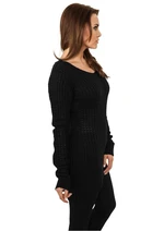 Women's sweater with a long wide neckline in black