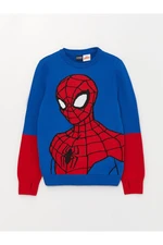 LC Waikiki Crew Neck Spiderman Patterned Long Sleeve Boy Knitwear Sweater