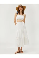 Koton Tiered Midi Skirt with Elastic Waist