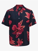 ONLY & SONS Red-Black Mens Flowered Short Sleeve Shirt ONLY & SON - Men