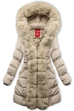 Gefüttert Winterjacke mit Gürtel Beige