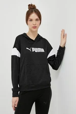 Tréningová mikina Puma Fit Tech čierna farba, s kapucňou, vzorovaná