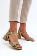 Women's eco-friendly suede block sandals, Leisha green