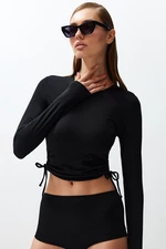 Trendyol Black Swim Tunnel Long Sleeve Bikini Top