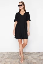 Trendyol Black Skirt Flounced Balloon Sleeve Woven Dress