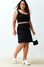 Trendyol Curve Black Mini Knitted Skirt with Pockets