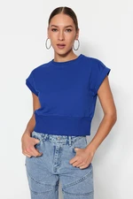 Trendyol Indigo Fitted Crew-neck Low Sleeve Thin Knitted Blouse