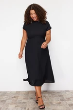 Trendyol Curve Black A-Line Maxi/Long Length Short Sleeve Woven Plus Size Dress