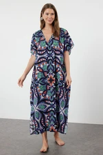 Trendyol Ethnic Patterned Midi Woven 100% Cotton Beach Dress