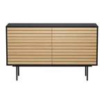 Czarna/naturalna niska komoda w dekorze dębu 140x84 cm Stripe – Woodman