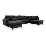 Ciemnoszara rozkładana sofa w kształcie litery "U" Miuform Scandic Lagom, prawostronna