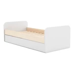 Białe łóżko dziecięce w dekorze sosny z wysuwanym łóżkiem i schowkiem 90x200 cm Esteban – Marckeric