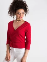 Blouse made of ribbed knitted fabric tied red