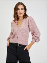 Pink Women's Cardigan with ORSAY Metallic Fibers - Womens