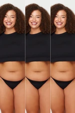 Trendyol Curve Black 3-Pack Cotton Plus Size String Panties