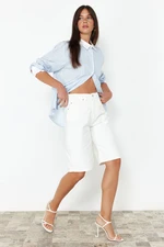 Trendyol White High Waist Denim Shorts &amp; Bermuda