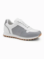 Ombre Patchwork men's shoes sneakers with combined materials - white and gray