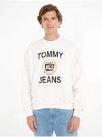 White Mens Sweatshirt Tommy Jeans Boxes Luxe Cre - Men