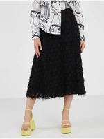 Black Ladies Patterned Midi Skirt VILA Amellia - Ladies