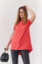 Asymmetrical coral tunic with wings on the back