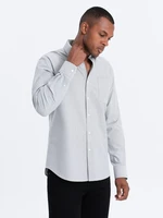 Ombre Men's cotton oxford shirt with REGULAR pocket - grey