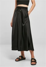 Women's satin midi skirt black