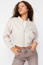 Trendyol Stone Oversize Suede Bomber Jacket Coat