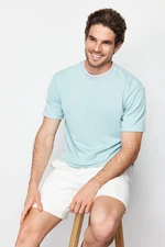 Trendyol Limited Edition Basic Mint Relaxed/Comfortable Cut Knitwear Taped Textured Pique T-Shirt