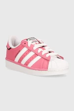 Detské kožené tenisky adidas Originals SUPERSTAR ružová farba