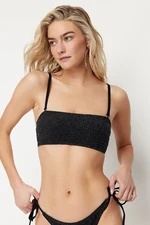 Trendyol Black Strapless Silvery Bikini Top