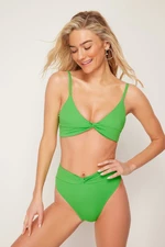 Trendyol Green Triangle Knotted Bikini Top