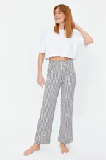 Trendyol Anthracite Cotton Striped Knitted Pajama Bottoms