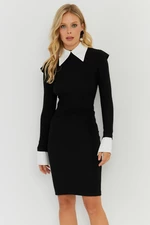 Cool & Sexy Women's Black Shirt Detailed Midi Dress