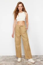 Trendyol Camel Elastic Waist Brown Parachute High Waist Jeans