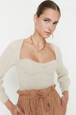 Pletený svetr Trendyol Stone Crop Heart Neck