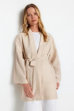 Trendyol Stone Belted Woven Seeer Pruhované kimono & Kaftan