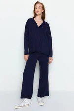 Trendyol Navy Blue Oversize Knitwear Two Piece Set