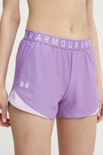 Tréningové šortky Under Armour Play Up 3.0 fialová farba, s potlačou, stredne vysoký pás