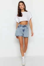 Trendyol Light Blue Denim Shorts