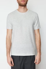 Trendyol Gray Melange Regular/Normal Cut Textured Basic T-Shirt