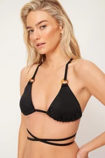 Trendyol Black Triangle Accessorized Bikini Top