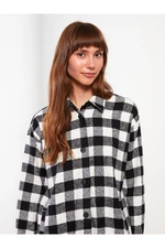 LC Waikiki Women's Plaid Long Sleeve Gabardine Oversize Shirt Jacket