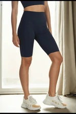 95111 Dewberry Sports Compact High Waist Short Leggings-NAVY