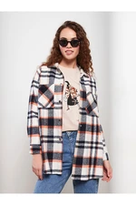 LC Waikiki Lcw Plaid Long Sleeve Oversize Gabardine Women's Lumberjack Shirt Jacket