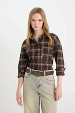 DEFACTO Cool Oversize Wide Fit Plaid Flannel Long Sleeve Lumberjack Jacket Shirt