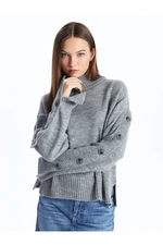 LC Waikiki Damski półgolf Gładki Długi Rękaw Oversize Sweter z dzianiny oversize