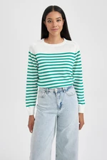 DEFACTO Regular Fit Striped Crew Neck Basic Sweater