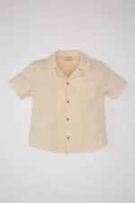 DEFACTO Baby Boy Open Collar Muslin Short Sleeve Shirt